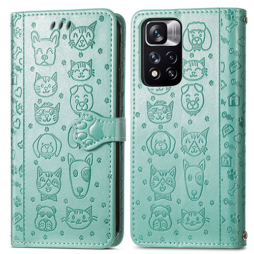 Leather Case Stands Fashionable Pattern Flip Cover Holder S03D for Xiaomi Redmi Note 11 Pro+ Plus 5G Green