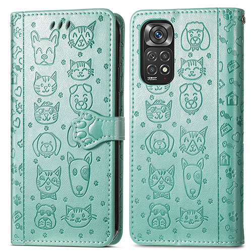 Leather Case Stands Fashionable Pattern Flip Cover Holder S03D for Xiaomi Redmi Note 11S 4G Green