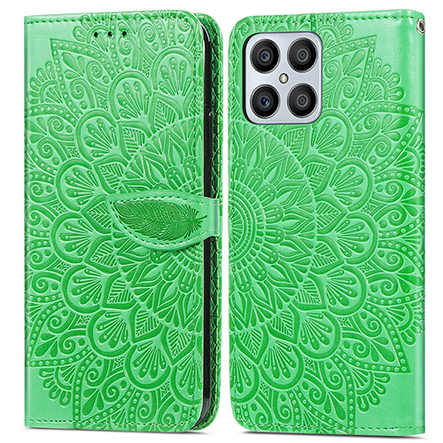 Leather Case Stands Fashionable Pattern Flip Cover Holder S04D for Huawei Honor X8 4G Green