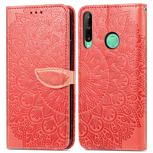 Leather Case Stands Fashionable Pattern Flip Cover Holder S04D for Huawei P40 Lite E Red