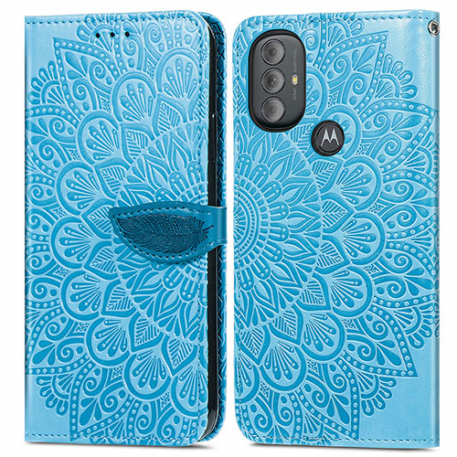 Leather Case Stands Fashionable Pattern Flip Cover Holder S04D for Motorola Moto G Power (2022) Blue
