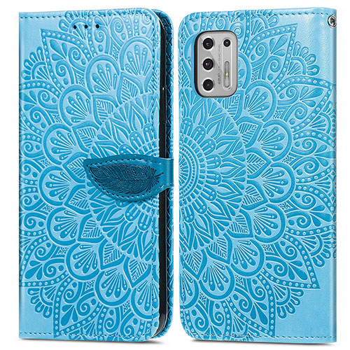 Leather Case Stands Fashionable Pattern Flip Cover Holder S04D for Motorola Moto G Stylus (2021) Blue