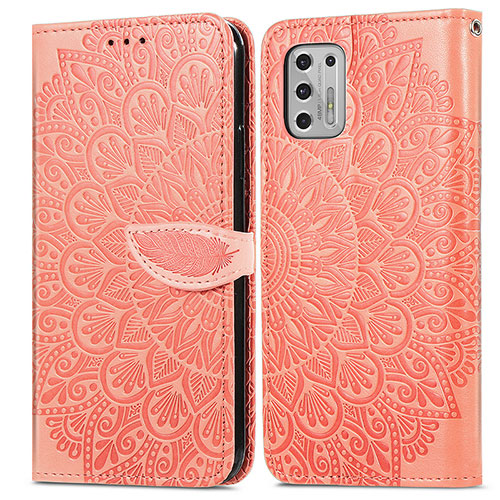 Leather Case Stands Fashionable Pattern Flip Cover Holder S04D for Motorola Moto G Stylus (2021) Orange