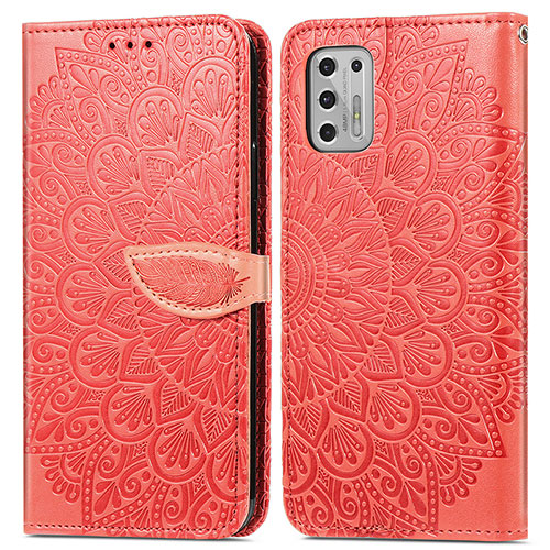 Leather Case Stands Fashionable Pattern Flip Cover Holder S04D for Motorola Moto G Stylus (2021) Red