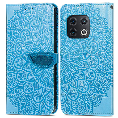 Leather Case Stands Fashionable Pattern Flip Cover Holder S04D for OnePlus 10 Pro 5G Blue