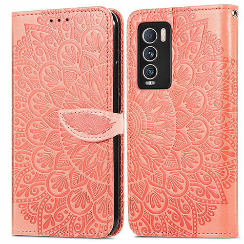 Leather Case Stands Fashionable Pattern Flip Cover Holder S04D for Realme GT Master Explorer 5G Orange