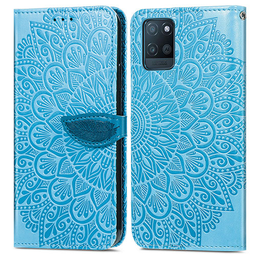 Leather Case Stands Fashionable Pattern Flip Cover Holder S04D for Realme V11 5G Blue