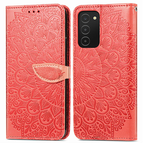 Leather Case Stands Fashionable Pattern Flip Cover Holder S04D for Samsung Galaxy A03s Red