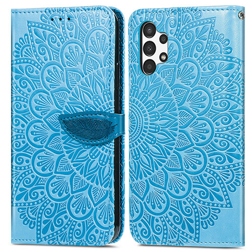 Leather Case Stands Fashionable Pattern Flip Cover Holder S04D for Samsung Galaxy A13 4G Blue