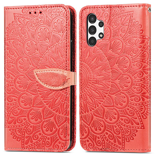 Leather Case Stands Fashionable Pattern Flip Cover Holder S04D for Samsung Galaxy A13 4G Red