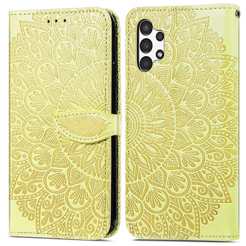 Leather Case Stands Fashionable Pattern Flip Cover Holder S04D for Samsung Galaxy A13 4G Yellow