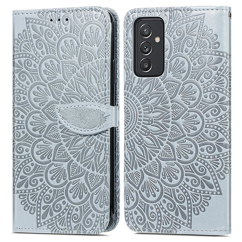 Leather Case Stands Fashionable Pattern Flip Cover Holder S04D for Samsung Galaxy A15 LTE Gray