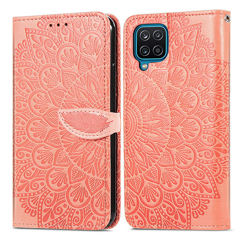 Leather Case Stands Fashionable Pattern Flip Cover Holder S04D for Samsung Galaxy A22 4G Orange