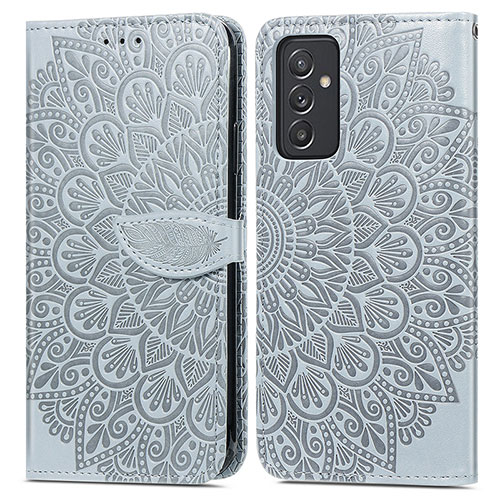 Leather Case Stands Fashionable Pattern Flip Cover Holder S04D for Samsung Galaxy A54 5G Gray