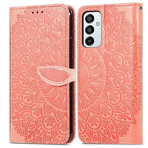 Leather Case Stands Fashionable Pattern Flip Cover Holder S04D for Samsung Galaxy F23 5G Orange