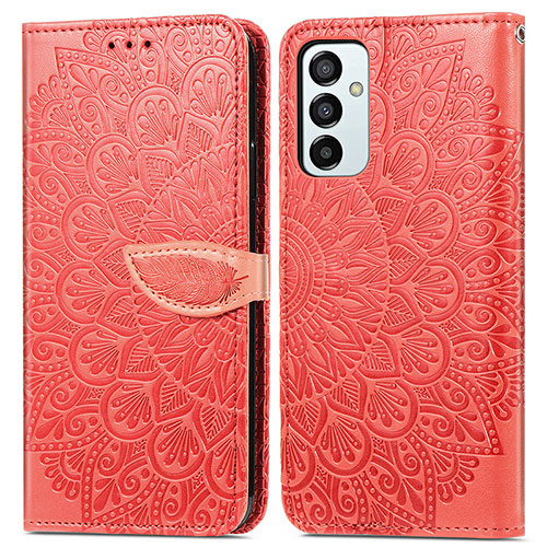 Leather Case Stands Fashionable Pattern Flip Cover Holder S04D for Samsung Galaxy F23 5G Red