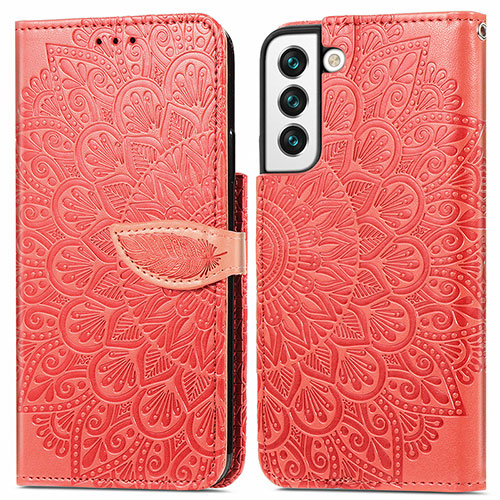 Leather Case Stands Fashionable Pattern Flip Cover Holder S04D for Samsung Galaxy S21 Plus 5G Red