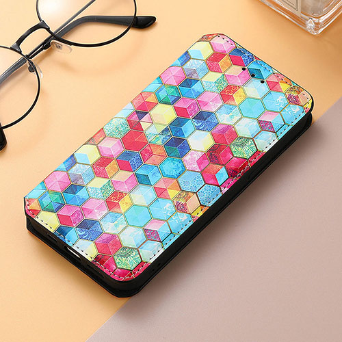 Leather Case Stands Fashionable Pattern Flip Cover Holder S04D for Samsung Galaxy S24 Ultra 5G Colorful