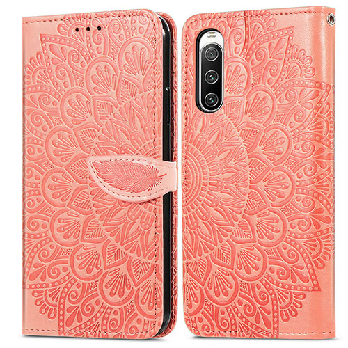 Leather Case Stands Fashionable Pattern Flip Cover Holder S04D for Sony Xperia 10 V Orange