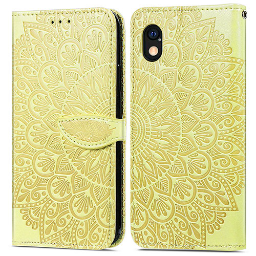 Leather Case Stands Fashionable Pattern Flip Cover Holder S04D for Sony Xperia Ace III Yellow