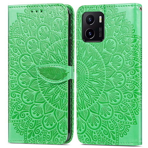 Leather Case Stands Fashionable Pattern Flip Cover Holder S04D for Vivo Y32t Green