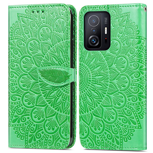 Leather Case Stands Fashionable Pattern Flip Cover Holder S04D for Xiaomi Mi 11T 5G Green