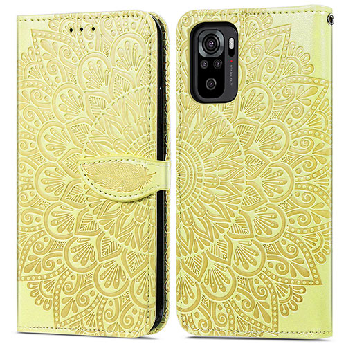 Leather Case Stands Fashionable Pattern Flip Cover Holder S04D for Xiaomi Poco M5S Yellow