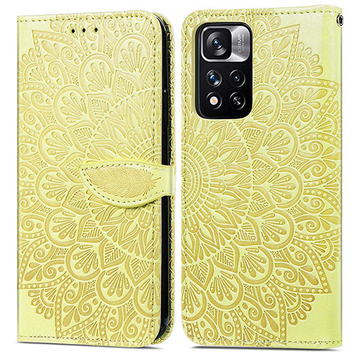 Leather Case Stands Fashionable Pattern Flip Cover Holder S04D for Xiaomi Poco X4 NFC Yellow