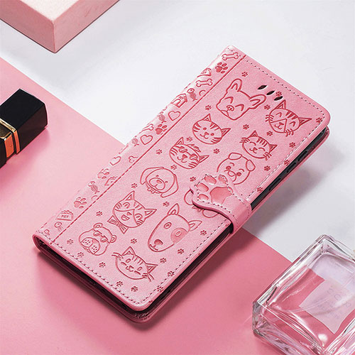 Leather Case Stands Fashionable Pattern Flip Cover Holder S04D for Xiaomi Redmi 12C 4G Rose Gold
