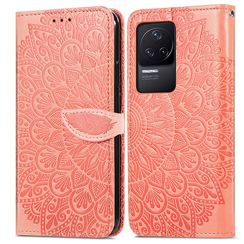 Leather Case Stands Fashionable Pattern Flip Cover Holder S04D for Xiaomi Redmi K50 5G Orange