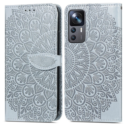 Leather Case Stands Fashionable Pattern Flip Cover Holder S04D for Xiaomi Redmi K50 Ultra 5G Gray