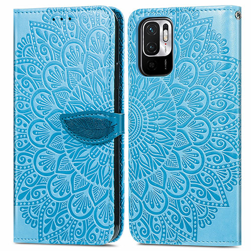 Leather Case Stands Fashionable Pattern Flip Cover Holder S04D for Xiaomi Redmi Note 10 JE 5G Blue