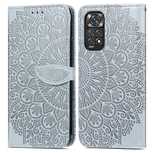 Leather Case Stands Fashionable Pattern Flip Cover Holder S04D for Xiaomi Redmi Note 11 4G (2022) Gray