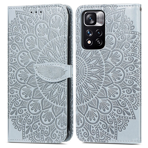Leather Case Stands Fashionable Pattern Flip Cover Holder S04D for Xiaomi Redmi Note 11 Pro+ Plus 5G Gray