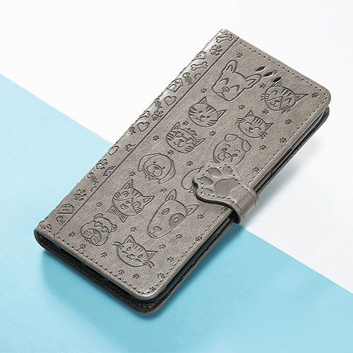 Leather Case Stands Fashionable Pattern Flip Cover Holder S05D for Google Pixel 7 Pro 5G Gray