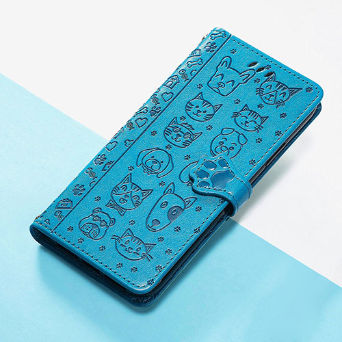 Leather Case Stands Fashionable Pattern Flip Cover Holder S05D for Huawei Enjoy 50 Blue