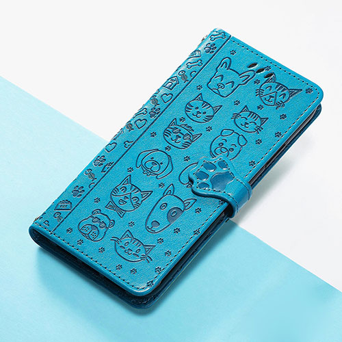 Leather Case Stands Fashionable Pattern Flip Cover Holder S05D for Huawei Honor 50 5G Blue