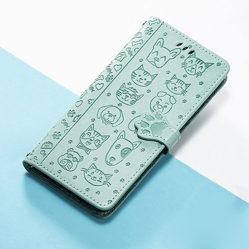 Leather Case Stands Fashionable Pattern Flip Cover Holder S05D for Huawei Honor 50 5G Green