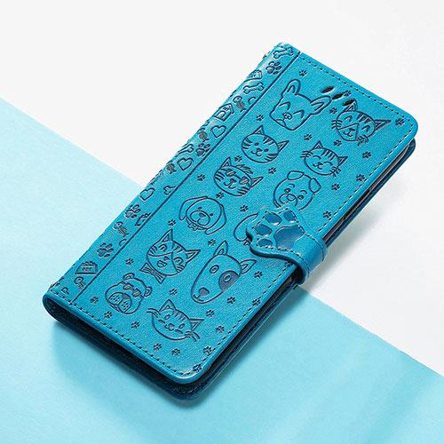 Leather Case Stands Fashionable Pattern Flip Cover Holder S05D for Huawei Honor 50 Pro 5G Blue