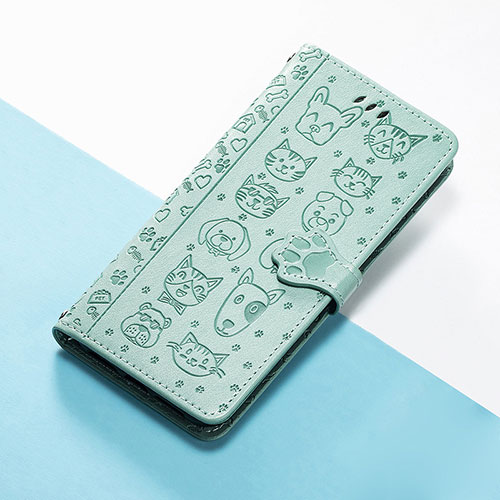 Leather Case Stands Fashionable Pattern Flip Cover Holder S05D for Huawei Honor 50 Pro 5G Green