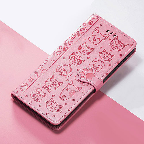 Leather Case Stands Fashionable Pattern Flip Cover Holder S05D for Huawei Honor 50 SE 5G Pink