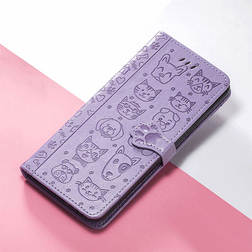 Leather Case Stands Fashionable Pattern Flip Cover Holder S05D for Huawei Honor 50 SE 5G Purple