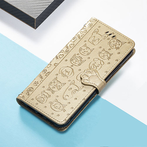 Leather Case Stands Fashionable Pattern Flip Cover Holder S05D for Huawei Honor Magic5 5G Gold