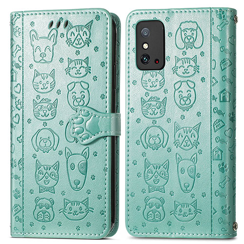 Leather Case Stands Fashionable Pattern Flip Cover Holder S05D for Huawei Honor X10 Max 5G Green