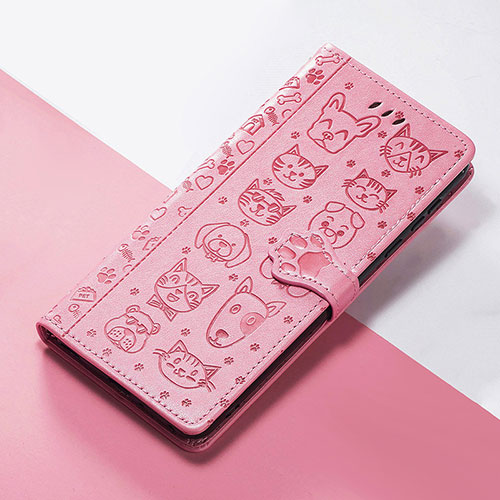 Leather Case Stands Fashionable Pattern Flip Cover Holder S05D for Huawei Nova 9 Pro Pink