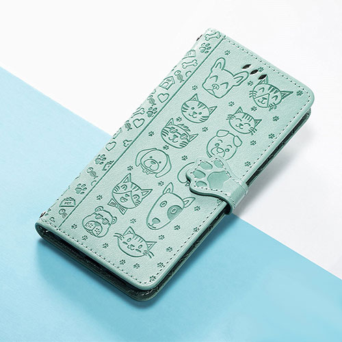 Leather Case Stands Fashionable Pattern Flip Cover Holder S05D for Huawei Nova 9 SE Green