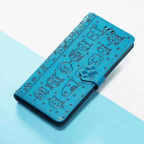 Leather Case Stands Fashionable Pattern Flip Cover Holder S05D for Motorola Moto Edge (2023) 5G Blue