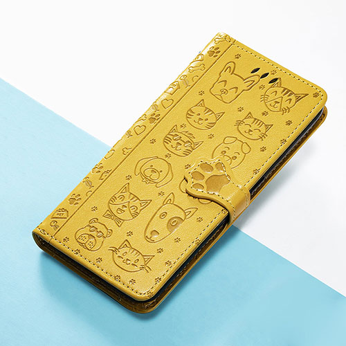 Leather Case Stands Fashionable Pattern Flip Cover Holder S05D for Motorola Moto Edge 40 5G Yellow