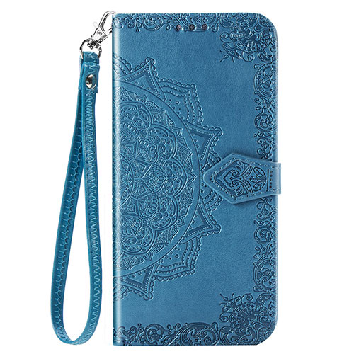 Leather Case Stands Fashionable Pattern Flip Cover Holder S05D for Samsung Galaxy A11 Blue