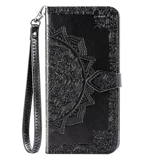 Leather Case Stands Fashionable Pattern Flip Cover Holder S05D for Samsung Galaxy M11 Black